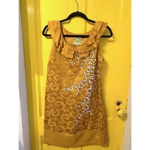 Anthropologie Chinoiserie Ruffle Dress 6 Small